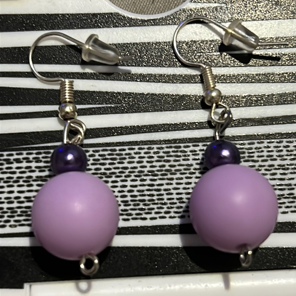 Homemade Purple Bubble Earrings